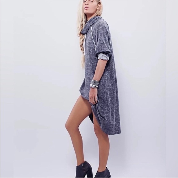 Free People FP Beach Blue Cowl Neck Dress - Picture 1 of 9